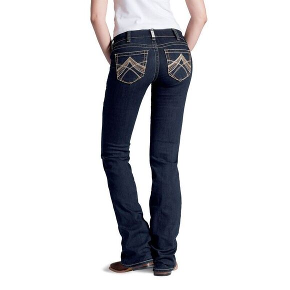 Ariat Real Jeans Mid Rise Chainlink Bootcut Womens Sz 27 Short  Dark Blue 2450 - Picture 3 of 7